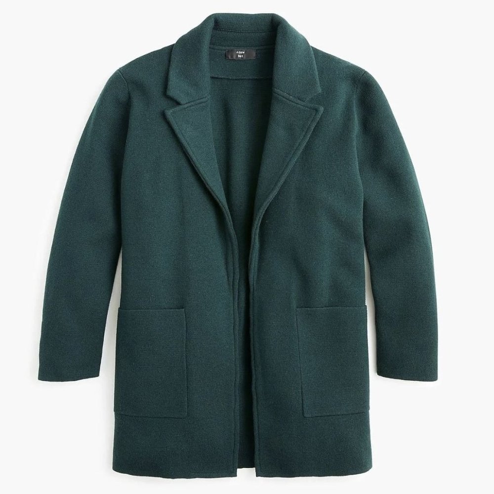 NWT J. Crew Sophie Sweater Blazer Forest XS